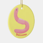 Cute happy roze regenworm cartoon keramisch ornament (Rechts)