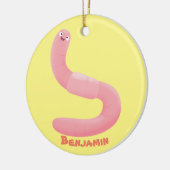 Cute happy roze regenworm cartoon keramisch ornament (Links)