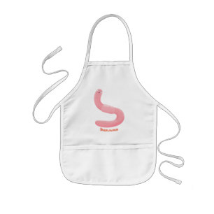 Cute happy roze regenworm cartoon kinder schort