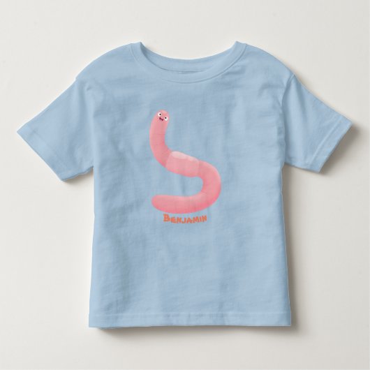 Cute happy roze regenworm cartoon kinder shirts (Voorkant)
