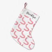Cute happy roze regenworm cartoon kleine kerstsok (Voorkant (Hangend))