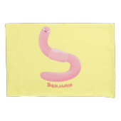Cute happy roze regenworm cartoon kussensloop (Voorkant)