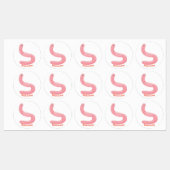Cute happy roze regenworm cartoon labels (Vel)