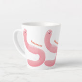 Cute happy roze regenworm cartoon latte mok (Linkerhoek)