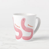 Cute happy roze regenworm cartoon latte mok (Rechterhoek)