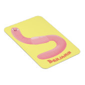 Cute happy roze regenworm cartoon magneet (Rechterzijde)