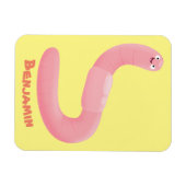 Cute happy roze regenworm cartoon magneet (Horizontaal)