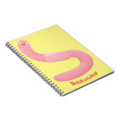 Cute happy roze regenworm cartoon notitieboek (Rechterzijde)
