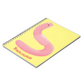 Cute happy roze regenworm cartoon notitieboek (Linkerzijde)