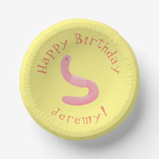 Cute happy roze regenworm cartoon papieren kommen (Voorkant)