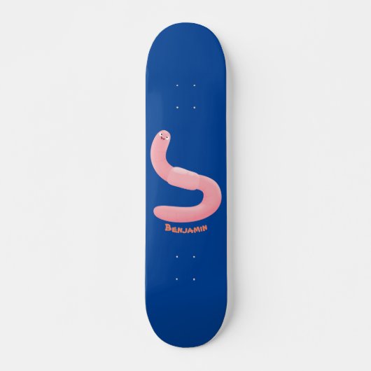 Cute happy roze regenworm cartoon persoonlijk skateboard (Voorkant)