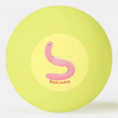 Cute happy roze regenworm cartoon pingpongbal (Achterkant)