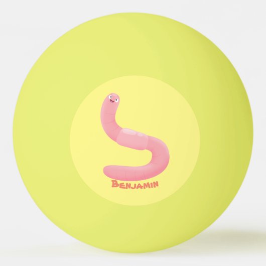 Cute happy roze regenworm cartoon pingpongbal (Voorkant)