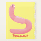 Cute happy roze regenworm cartoon planner (Achterkant)