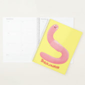 Cute happy roze regenworm cartoon planner (Display)