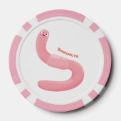 Cute happy roze regenworm cartoon poker chips (Achterkant)