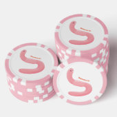 Cute happy roze regenworm cartoon poker chips (Opstapeling)