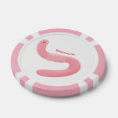 Cute happy roze regenworm cartoon poker chips (Enkel)