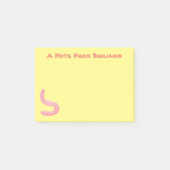 Cute happy roze regenworm cartoon post-it® notes (Voorkant)