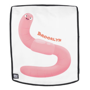 Cute happy roze regenworm cartoon rugtassen