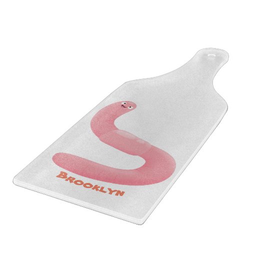 Cute happy roze regenworm cartoon snijplank (Hoek)