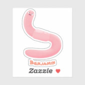 Cute happy roze regenworm cartoon sticker (Vel)