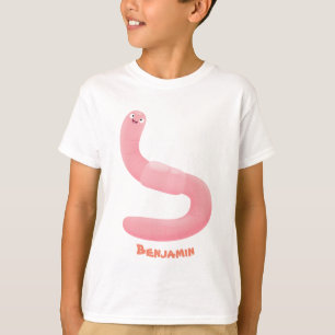 Cute happy roze regenworm cartoon t-shirt