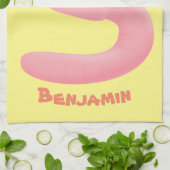 Cute happy roze regenworm cartoon theedoek (Gevouwen)