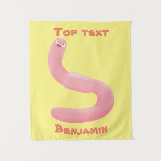 Cute happy roze regenworm cartoon wandkleed (Voorkant)