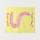 Cute happy roze regenworm cartoon wandkleed (Voorkant (horizontaal))