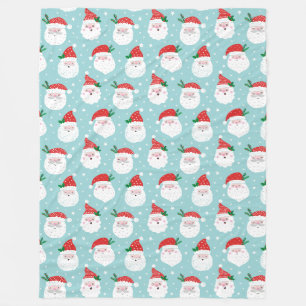 Cute Happy Santa head op munt Fleece Deken