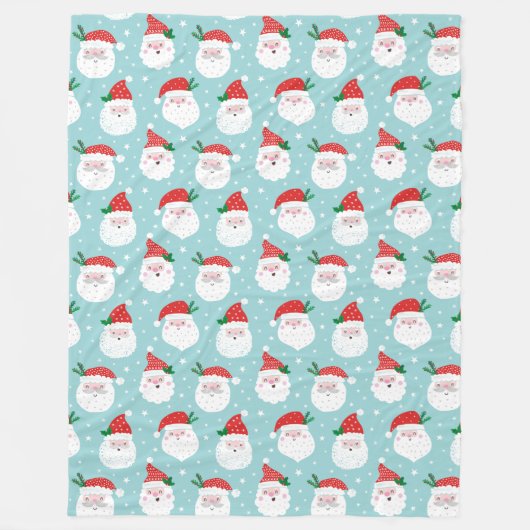 Cute Happy Santa head op munt Fleece Deken (Voorkant)
