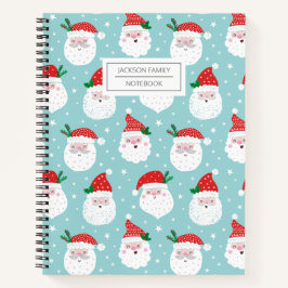 Cute Happy Santa head op munt-Notitieboek Notitieboek