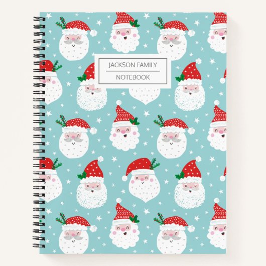 Cute Happy Santa head op munt-Notitieboek Notitieboek (Voorkant)