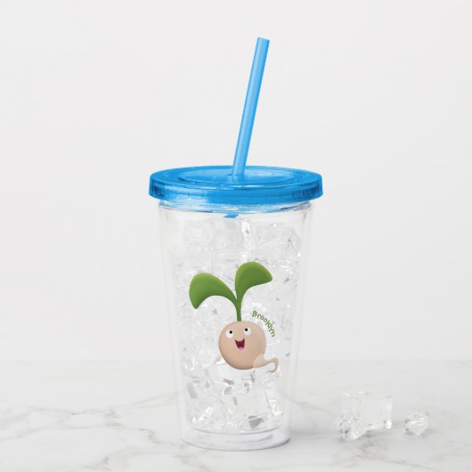 Cute happy seed cartoon illustratie acryl drinkbeker (Achterkant ijs)