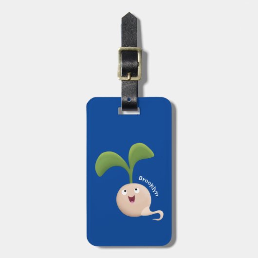 Cute happy seed cartoon illustratie bagagelabel (Voorkant verticaal)