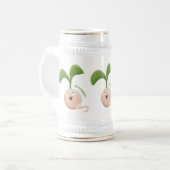 Cute happy seed cartoon illustratie bierpul (Voorkant links)