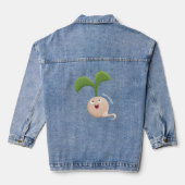 Cute happy seed cartoon illustratie denim jacket (Achterkant)