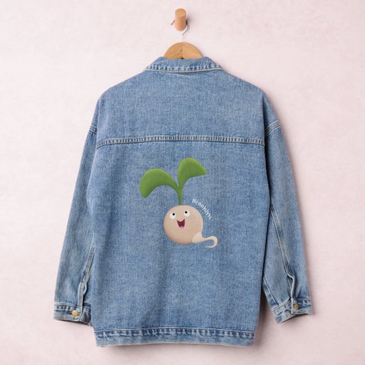 Cute happy seed cartoon illustratie denim jacket (Hangar)