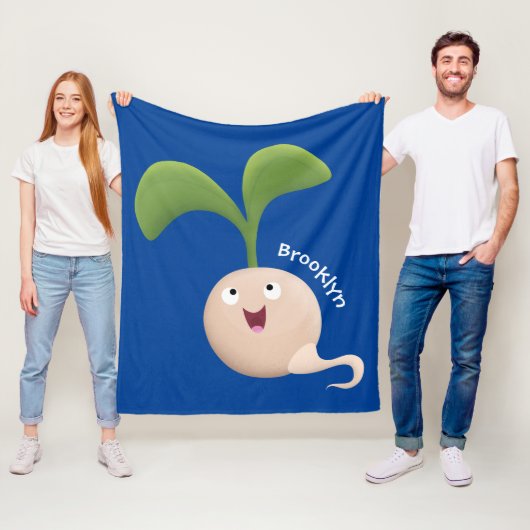 Cute happy seed cartoon illustratie fleece deken (In situ)