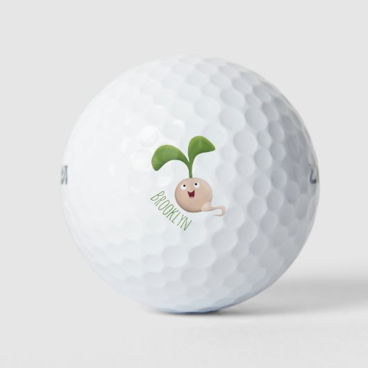 Cute happy seed cartoon illustratie golfballen (Voorkant)