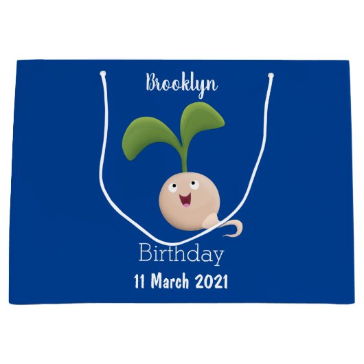 Cute happy seed cartoon illustratie groot cadeauzakje (Voorkant)