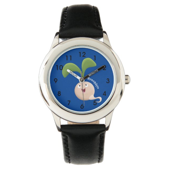 Cute happy seed cartoon illustratie horloge (Voorkant)