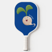 Cute happy seed cartoon illustratie pickleball paddle (Achterkant)
