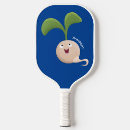 Cute happy seed cartoon illustratie pickleball paddle