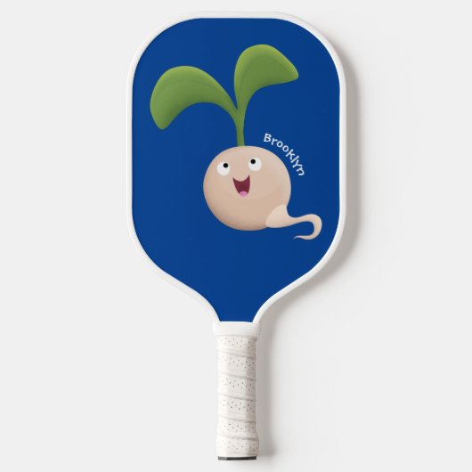 Cute happy seed cartoon illustratie pickleball paddle (Voorkant)