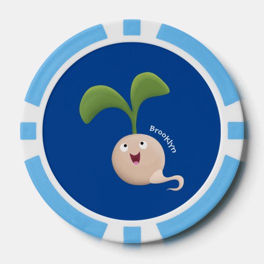 Cute happy seed cartoon illustratie poker chips (Voorkant)