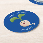 Cute happy seed cartoon illustratie ronde kartonnen onderzetter (Gebogen)