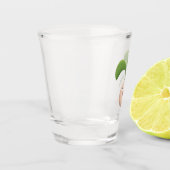 Cute happy seed cartoon illustratie shot glas (Links)