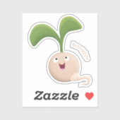 Cute happy seed cartoon illustratie sticker (Vel)